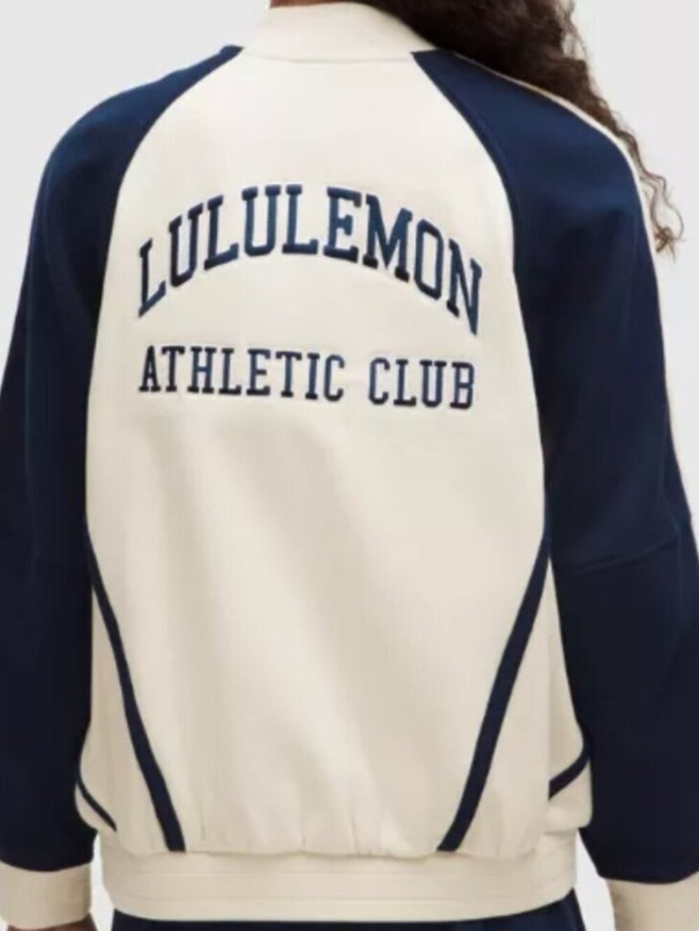 Lululemon Scuba Oversized Collegiate Jacket Graphic White Blue HK Exclusive XL - Picture 2 of 14